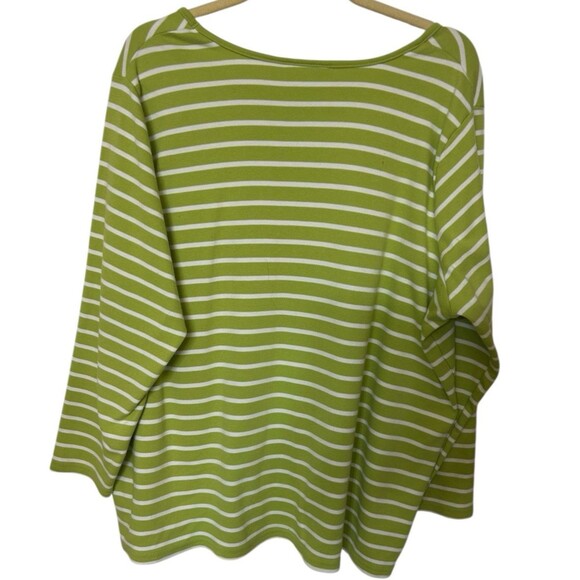 Quacker Factory  Womens 2X Leaves Fall Sequin Striped Green Tunic Top - Picture 5 of 8